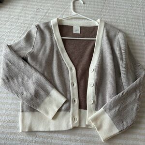 Frye Ivory and Taupe Knit Cardigan